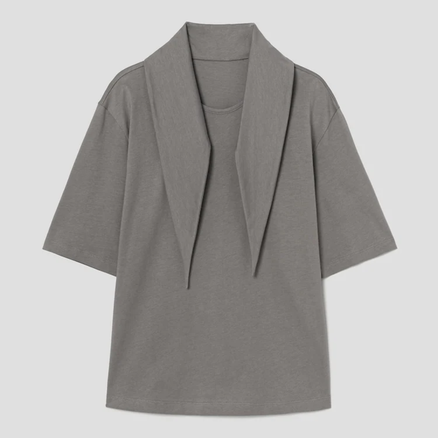 KUHO Jersey Scarf Short Sleeve T-Shirt - Grey