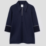 KUHO Golf Collar Neck Half Zip-Up Top — Navy