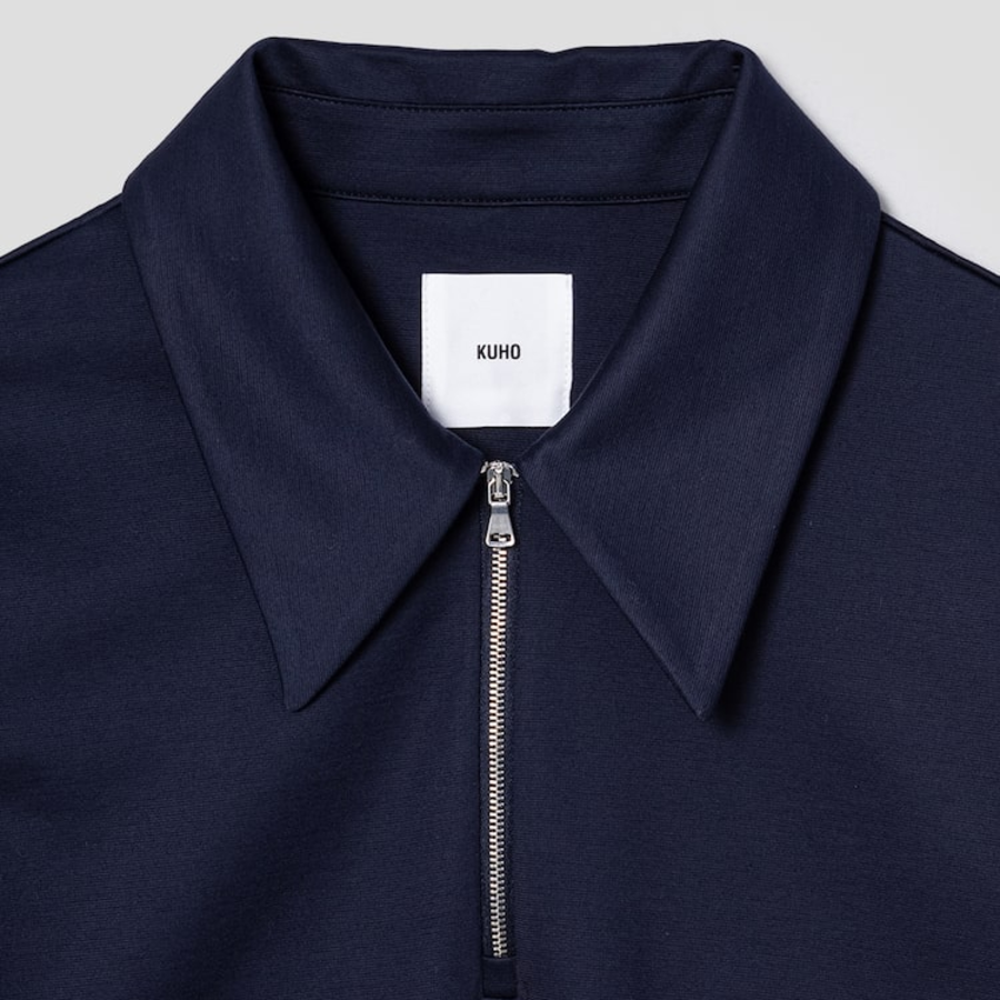 KUHO Golf Collar Neck Half Zip-Up Top — Navy