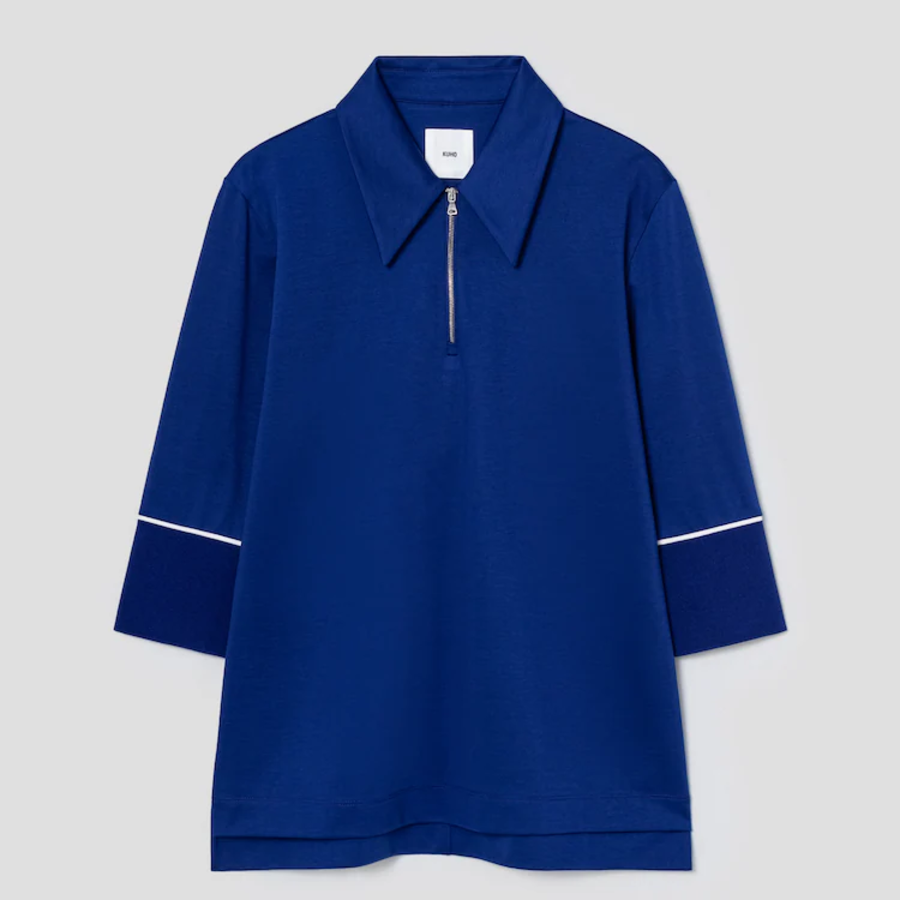 KUHO [Golf] Collar Neck Half Zip-Up Top - Royal Blue