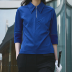 KUHO [Golf] Collar Neck Half Zip-Up Top - Royal Blue