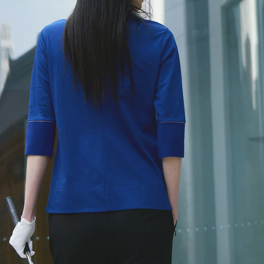 KUHO [Golf] Collar Neck Half Zip-Up Top - Royal Blue