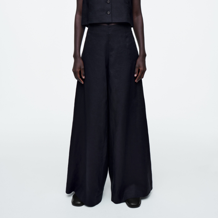 COS Linen Wide-Leg Trousers – Navy