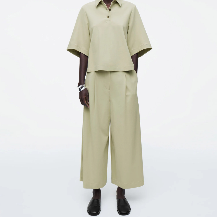 COS Crop Wide-Leg Trousers – Light Green