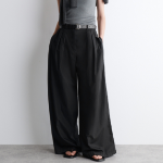 COS Pleated Cotton Wide-Leg Trousers – Black