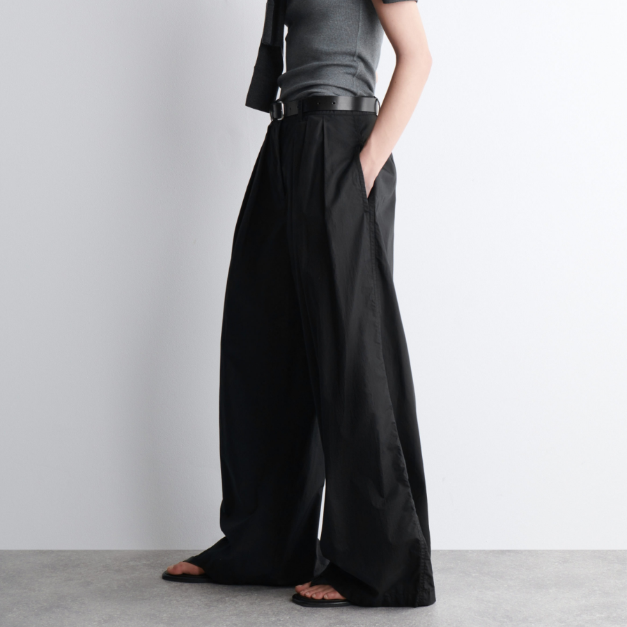 COS Pleated Cotton Wide-Leg Trousers – Black