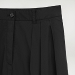 COS Pleated Cotton Wide-Leg Trousers – Black