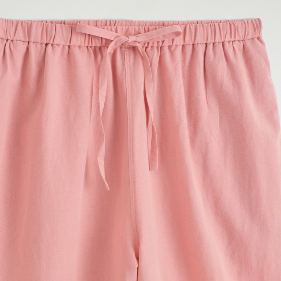 COS Wide-Leg Linen Drawstring Trousers – Pink