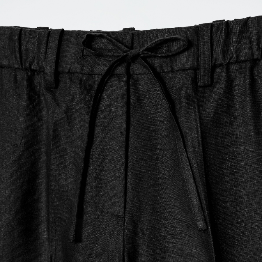 COS Linen Drawstring Trousers – Black