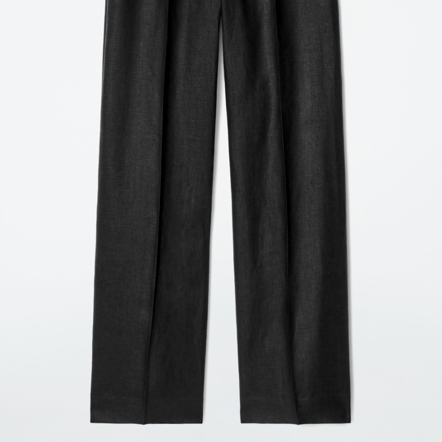COS Linen Drawstring Trousers – Black