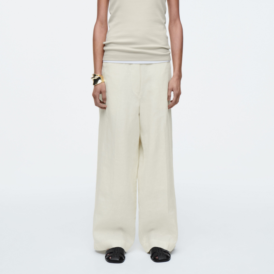 COS Straight-Leg Tailored Linen Trousers – Butter Yellow
