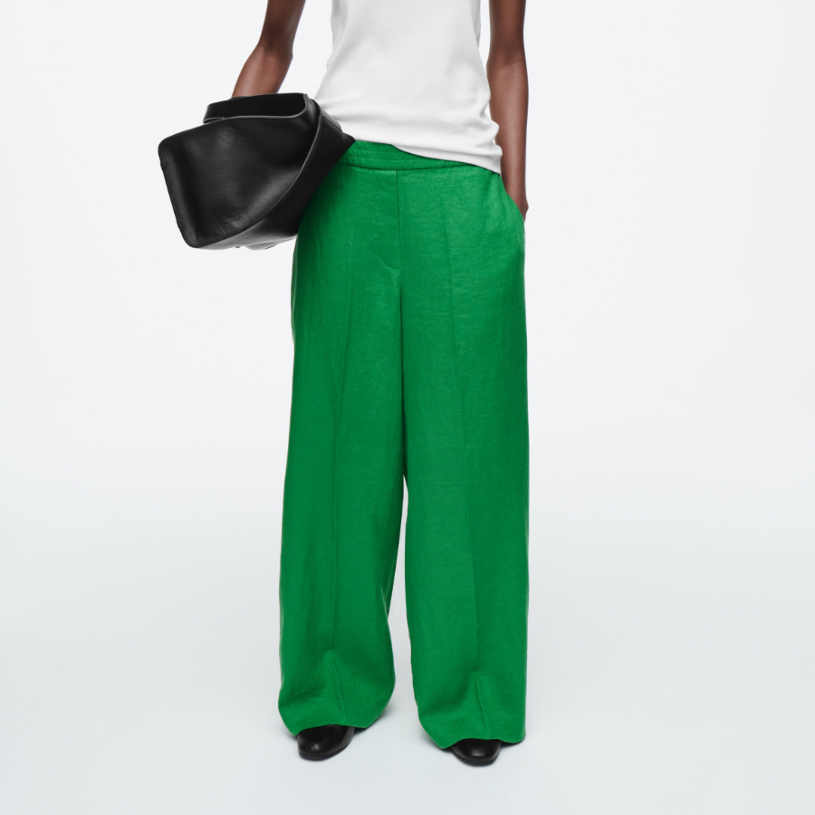 COS Straight-Leg Tailored Linen Trousers – Green