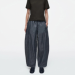 COS Relaxed Barrel Leg Denim Drawstring Trousers – Dark Blue