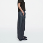 COS Relaxed Barrel Leg Denim Drawstring Trousers – Dark Blue
