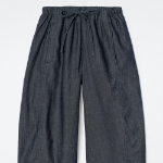 COS Relaxed Barrel Leg Denim Drawstring Trousers – Dark Blue