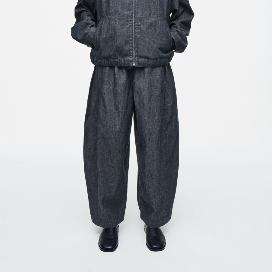 COS Relaxed Barrel Leg Denim Drawstring Trousers – Dark Blue