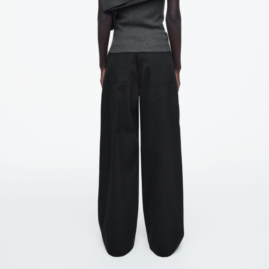 COS Wide Leg Cotton Trousers – Black