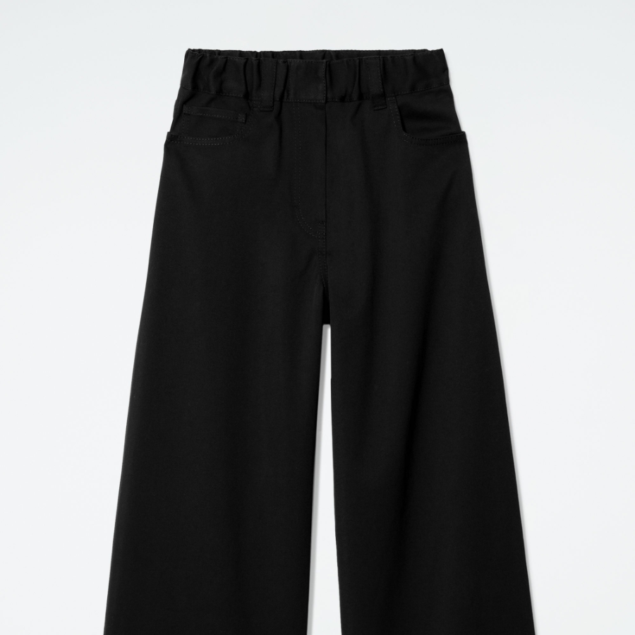 COS Wide Leg Cotton Trousers – Black