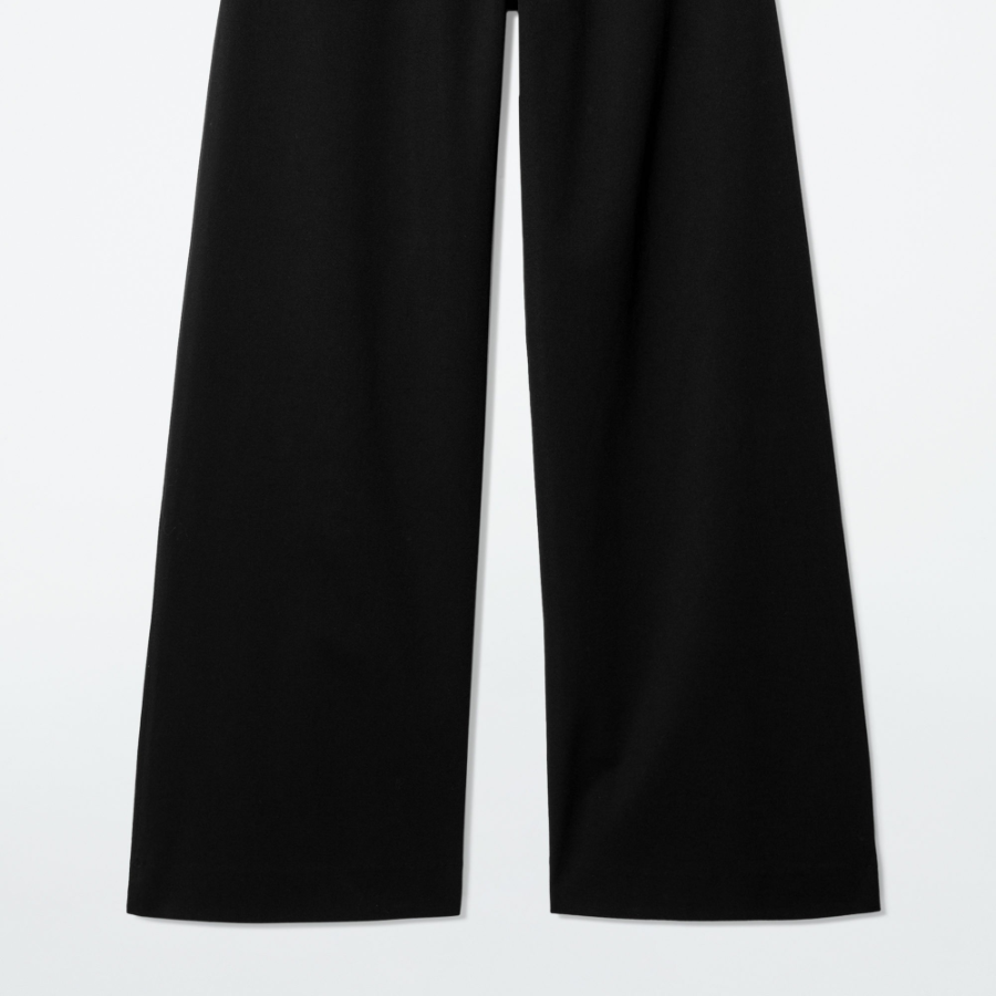 COS Wide Leg Cotton Trousers – Black