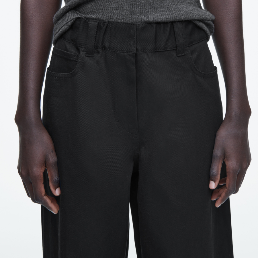 COS Wide Leg Cotton Trousers – Black
