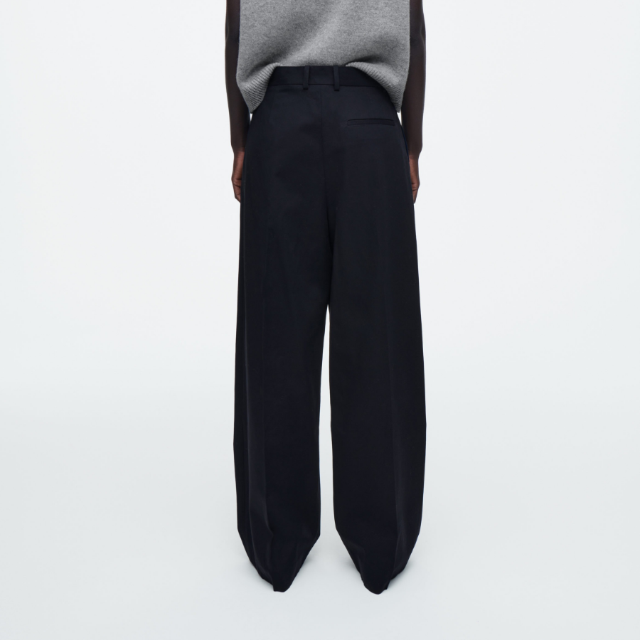 COS Relaxed Cotton Wide Leg Trousers – Navy