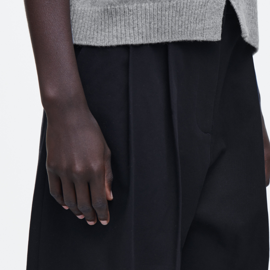 COS Relaxed Cotton Wide Leg Trousers – Navy