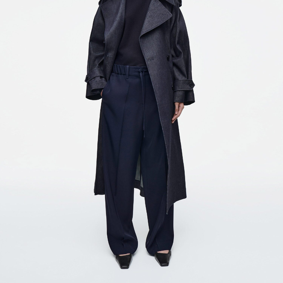 COS Drawstring Straight-Leg Trousers – Navy