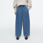 COS Relaxed Barrel Leg Denim Drawstring Trousers – Blue