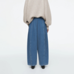 COS Relaxed Barrel Leg Denim Drawstring Trousers – Blue