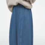 COS Relaxed Barrel Leg Denim Drawstring Trousers – Blue
