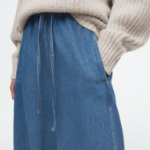 COS Relaxed Barrel Leg Denim Drawstring Trousers – Blue