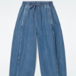 COS Relaxed Barrel Leg Denim Drawstring Trousers – Blue
