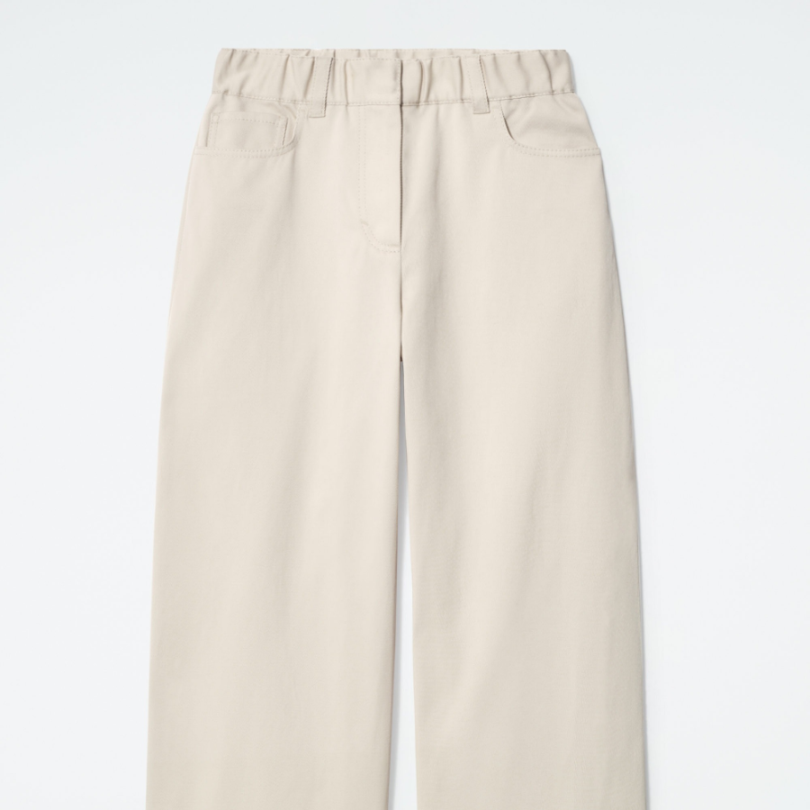 COS Wide-Leg Cotton Trousers – Light Beige