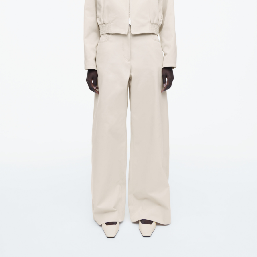 COS Wide-Leg Cotton Trousers – Light Beige