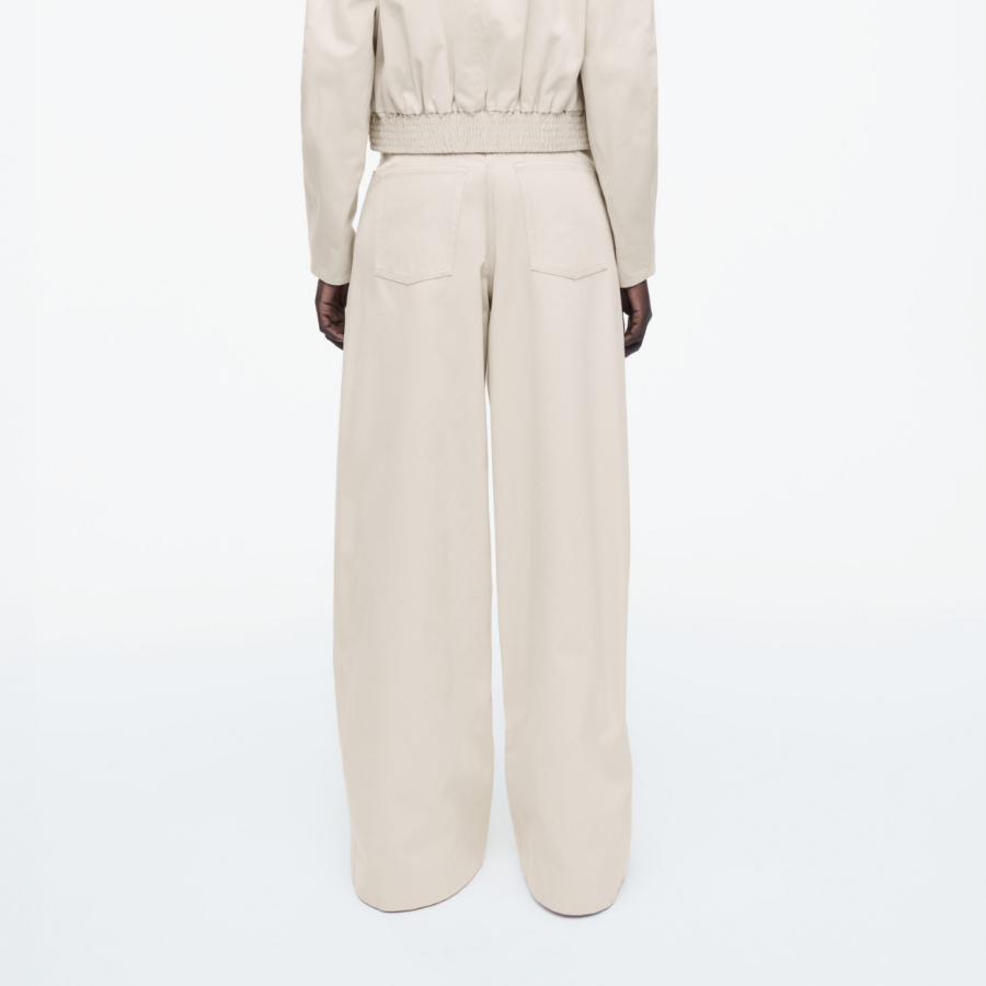 COS Wide-Leg Cotton Trousers – Light Beige