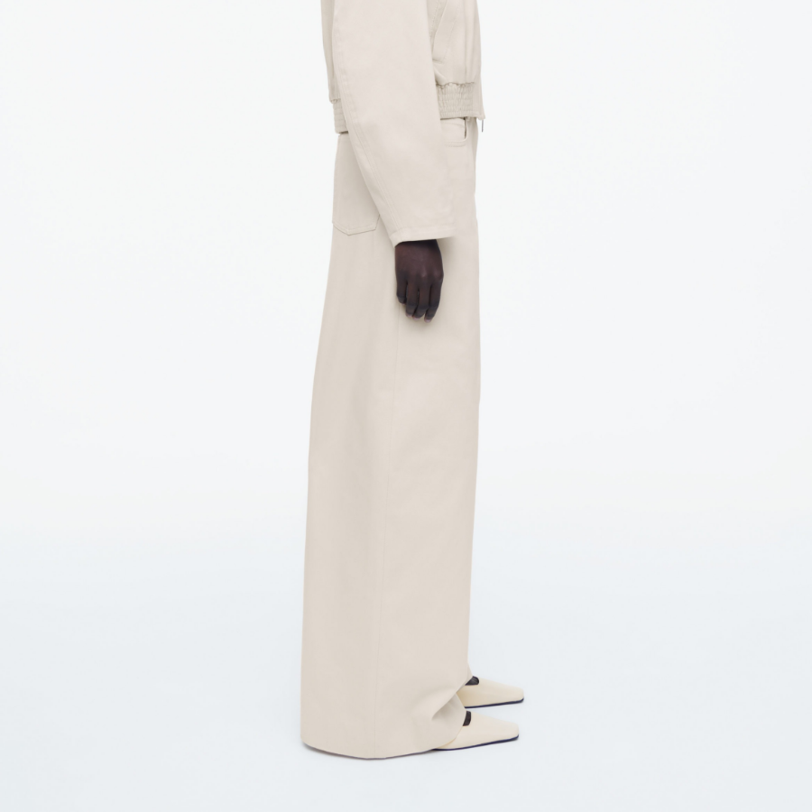 COS Wide-Leg Cotton Trousers – Light Beige