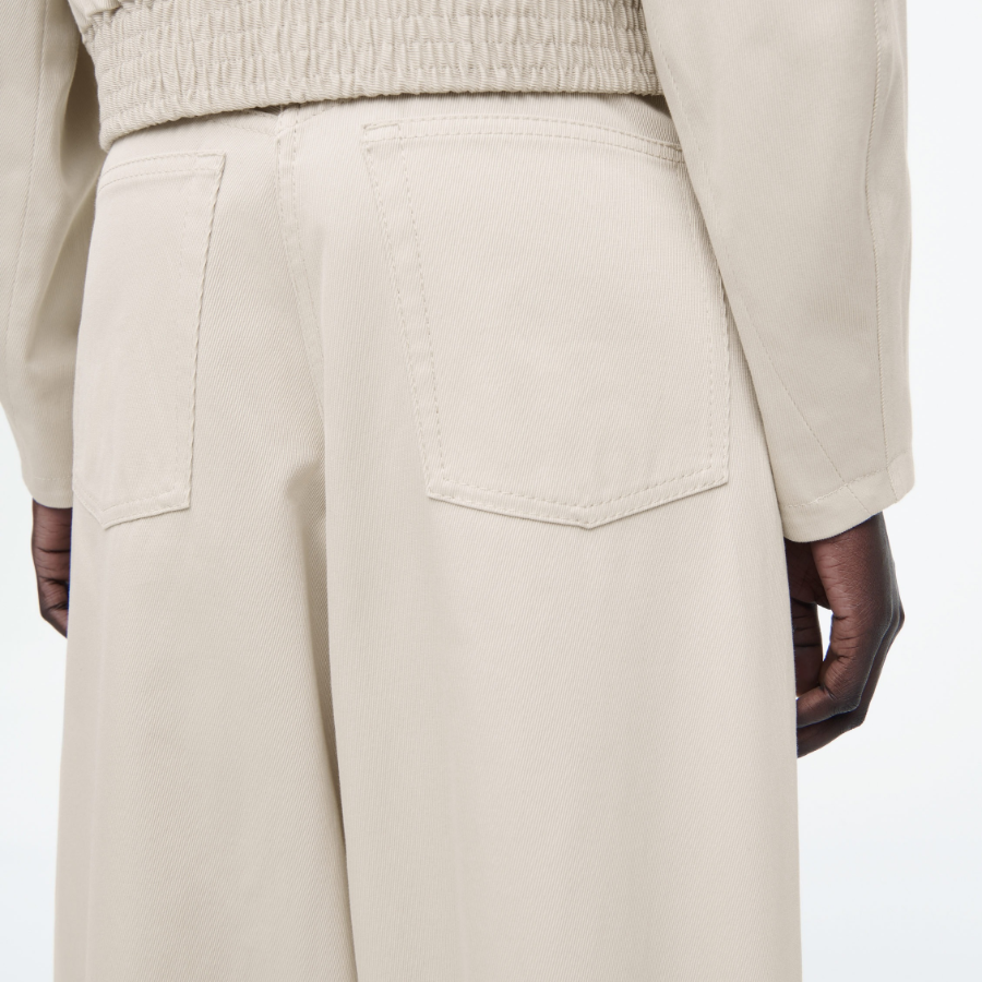 COS Wide-Leg Cotton Trousers – Light Beige