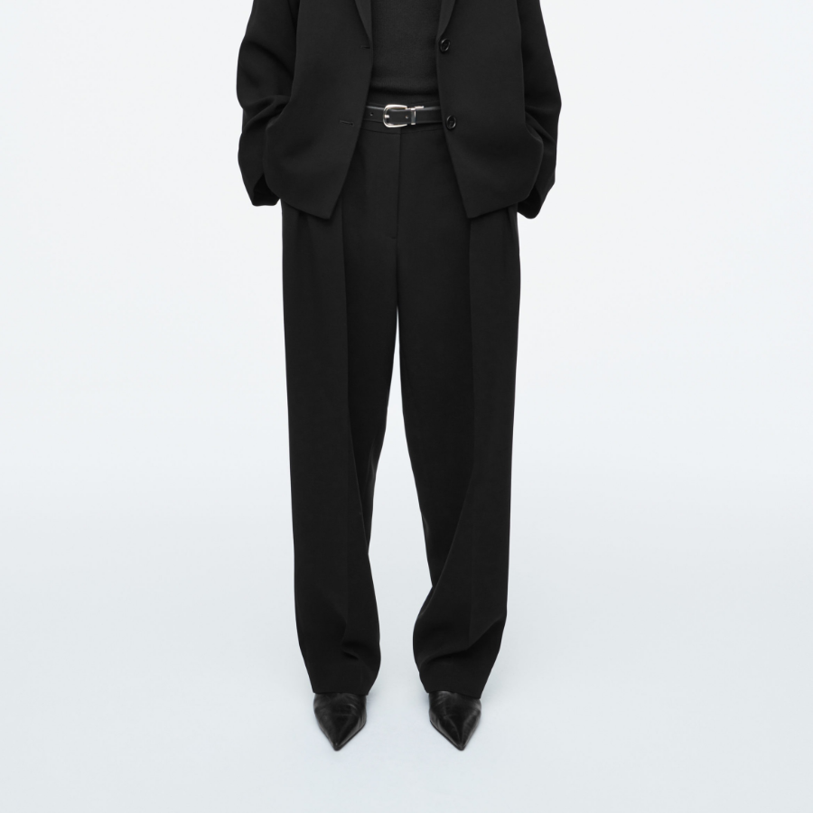 COS Fluid Tailored Straight Leg Trouser – Black