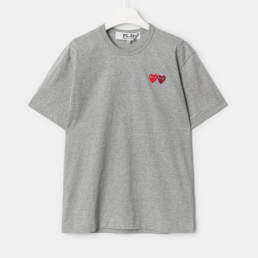 PLAY COMME des GARÇONS Double Heart Wappen T-Shirt — Navy