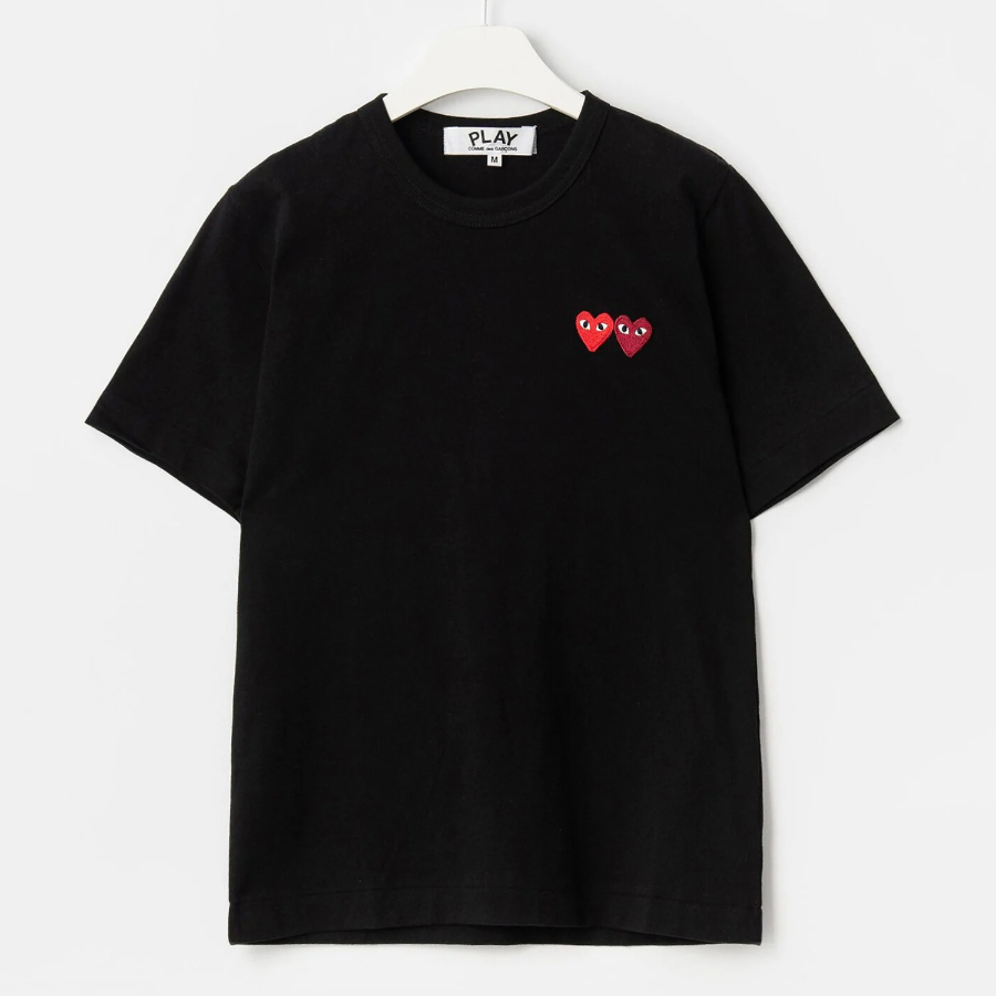 PLAY COMME des GARÇONS Double Heart Wappen T-Shirt — Navy