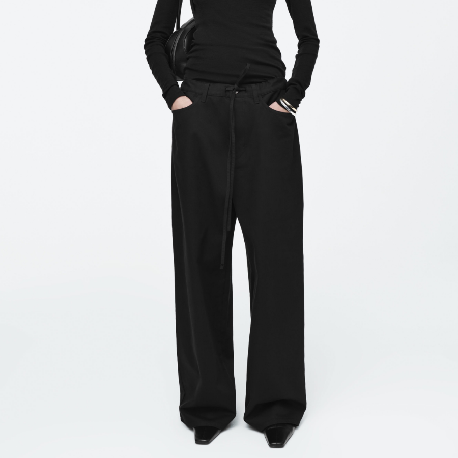 COS Wide Leg Drawstring Trouser – Black