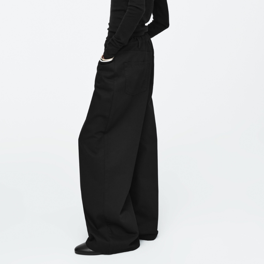 COS Wide Leg Drawstring Trouser – Black