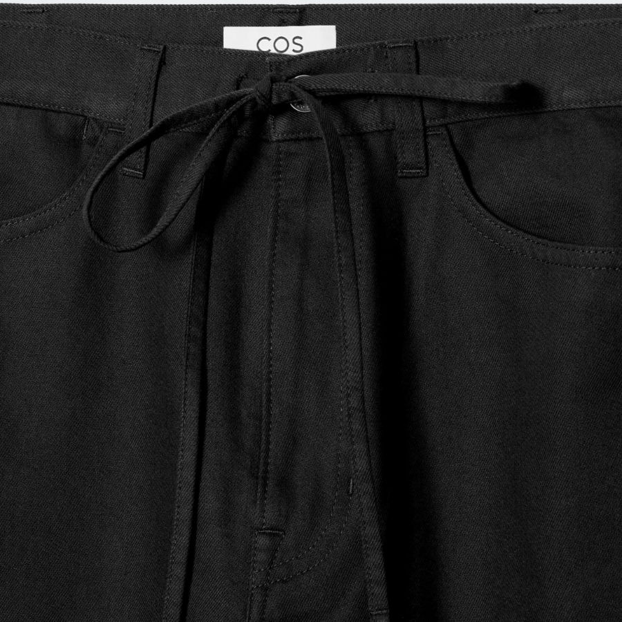 COS Wide Leg Drawstring Trouser – Black