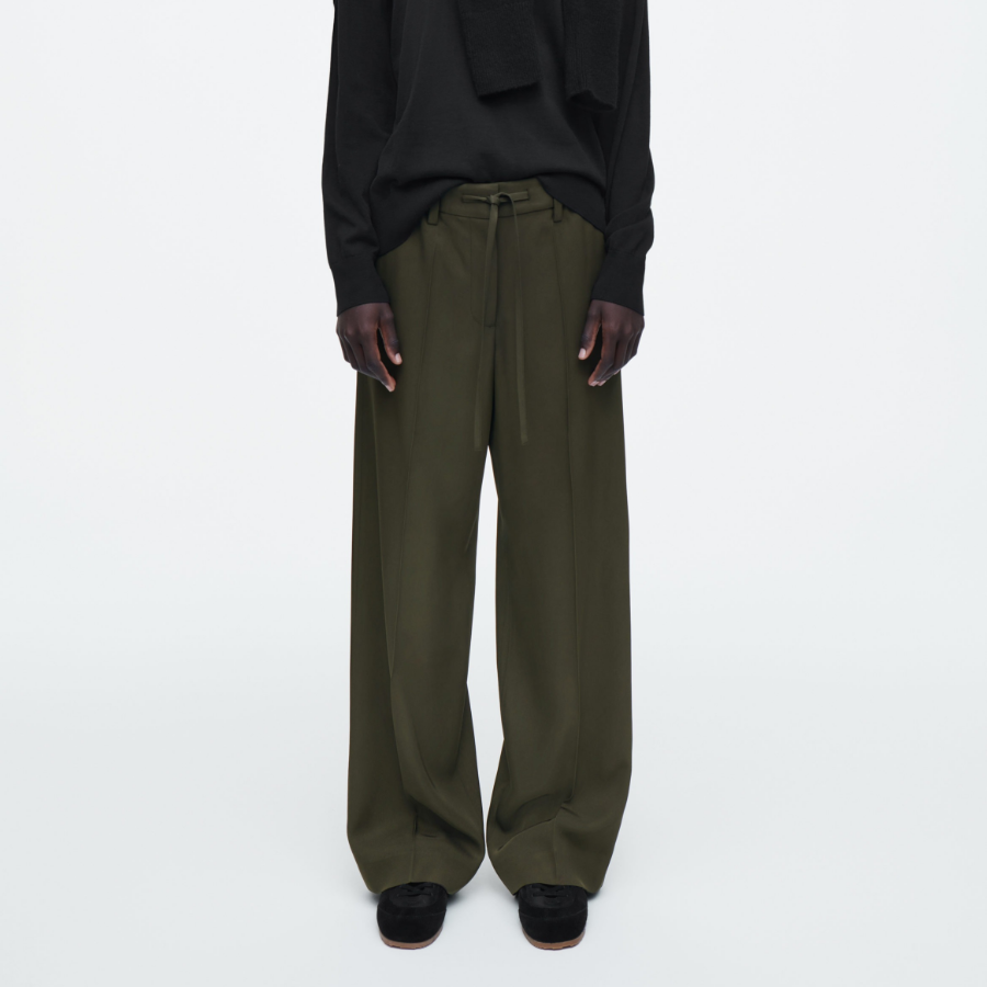 COS Drawstring Straight Leg Trouser – Khaki