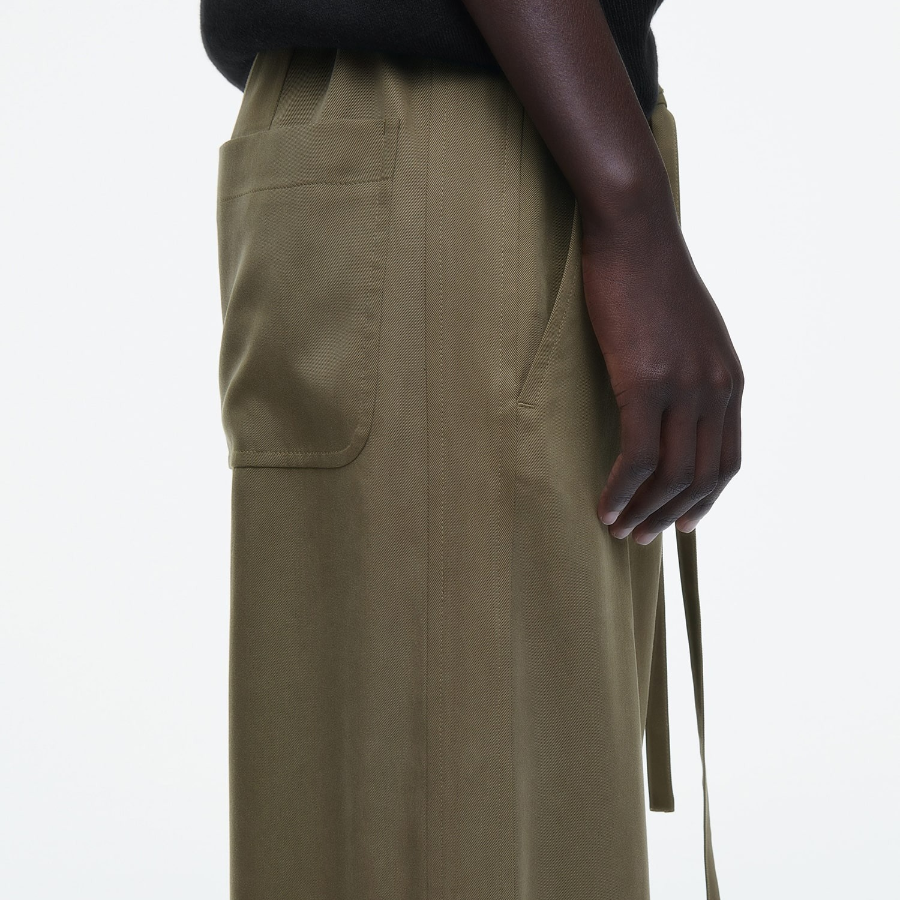 COS Tie Detail Wide Leg Trouser – Khaki
