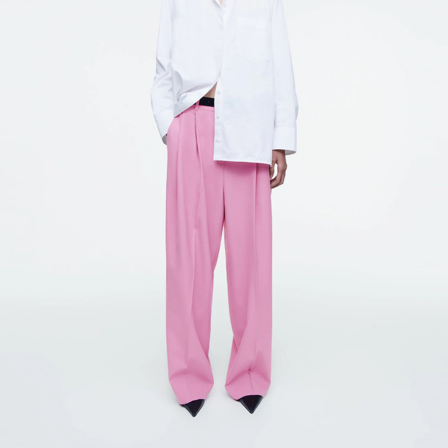 COS Relaxed Twill Wide Leg Trouser – Pink