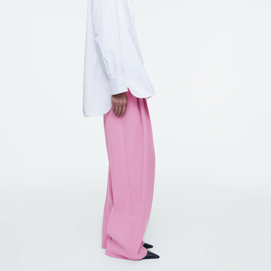 COS Relaxed Twill Wide Leg Trouser – Pink