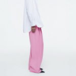 COS Relaxed Twill Wide Leg Trouser – Pink