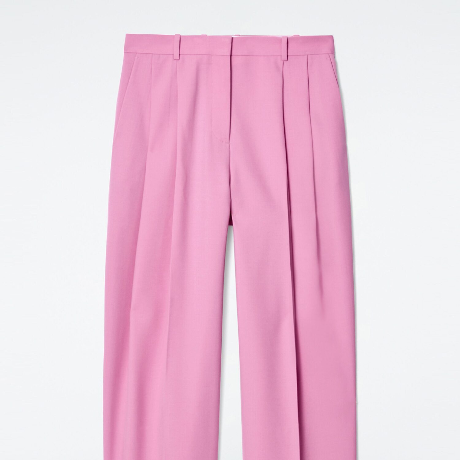 COS Relaxed Twill Wide Leg Trouser – Pink