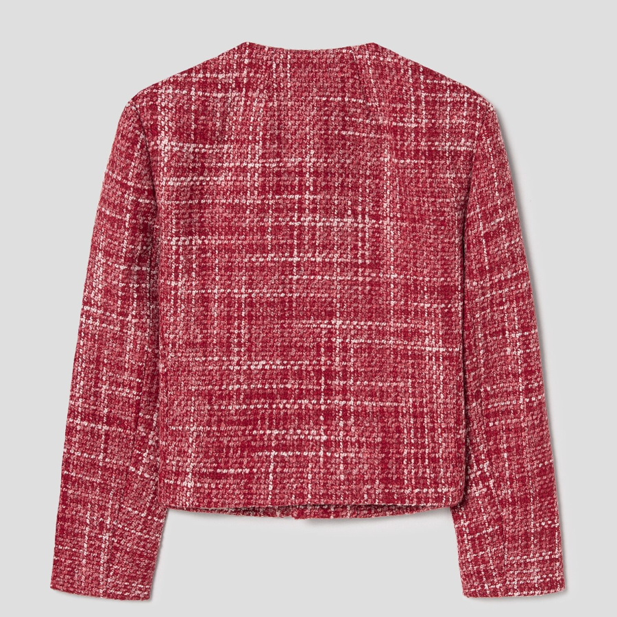 Theory Women Melange Tweed Pocket Jacket - Red Multi